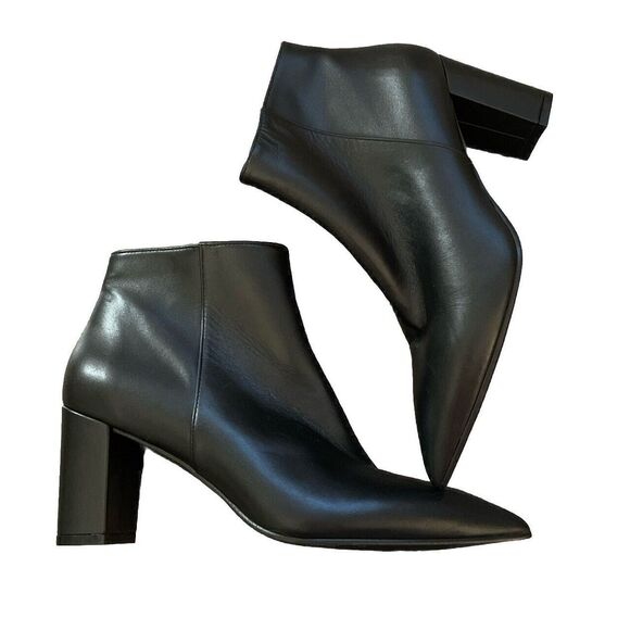 NEW STUART WEITZMAN LINSI Ankle BOOTS Black Leather Zip Bootie Size 8.5 B EU 39 - Picture 5 of 6